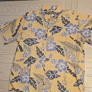 Authentic Reyn Spooner XL Yellow And Blue Hawaiian Shirt